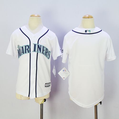 Mariners Blank White Cool Base Stitched Youth MLB Jersey - Click Image to Close